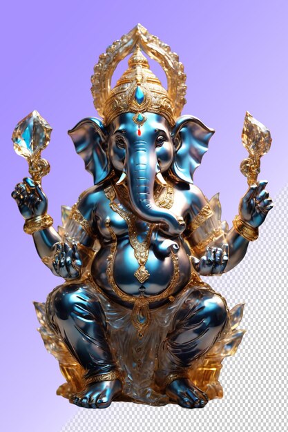 PSD une statue d'éléphant avec un corps doré et bleu