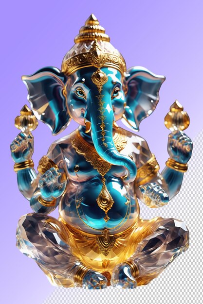 PSD une statue d'éléphant avec un corps d'or et d'or