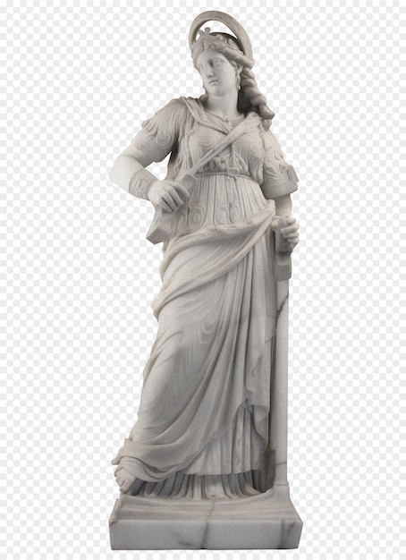 PSD une statue grecque d'une déesse sur un fond transparent. illustration vintage