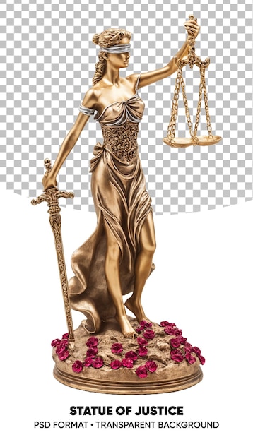 PSD statue de la justice dame à la balance et à l'épée loi png fond transparent