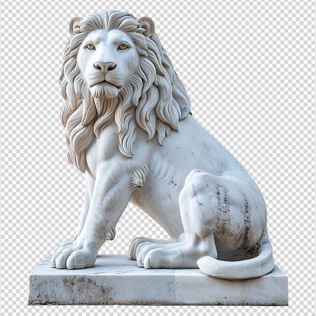 PSD statue de lion isolée sur un fond transparent.