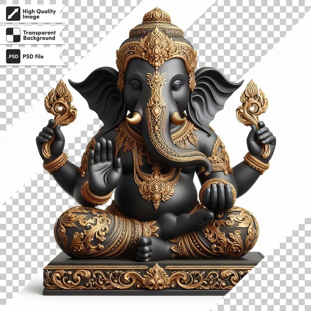 PSD une statue d'or d'un éléphant avec un signe qui dit 