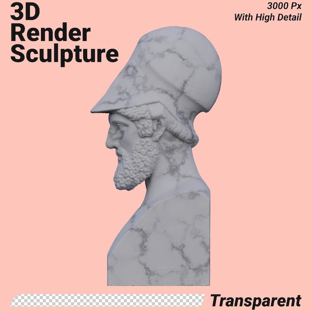 Statue de Périclès 3D rend isolé parfait pour votre conception