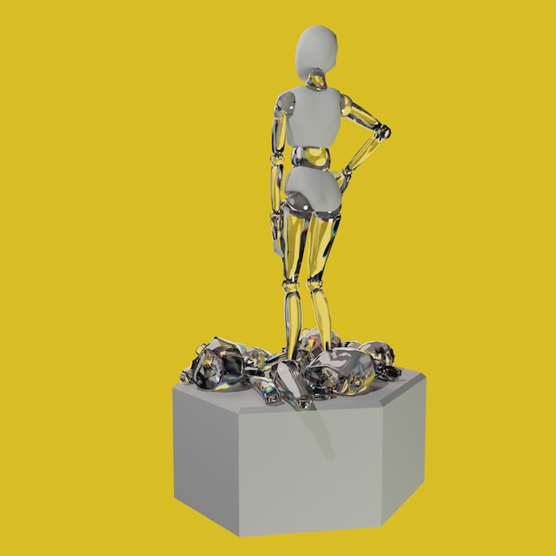 une statue d'un robot avec le mot robot dessus