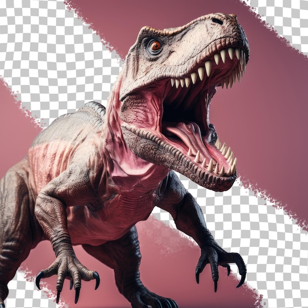 PSD une statue de t-rex seule isolée sur un fond transparent