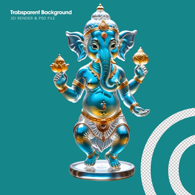 PSD une statue en verre de ganesha.