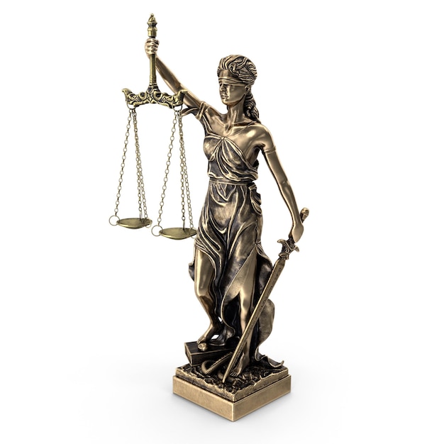 Statue von Lady Justice mit Waage und Schwert