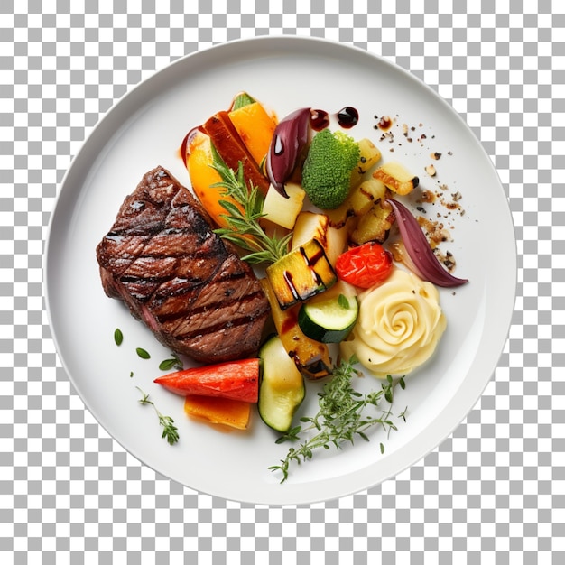 PSD steak sur assiette sur fond transparent