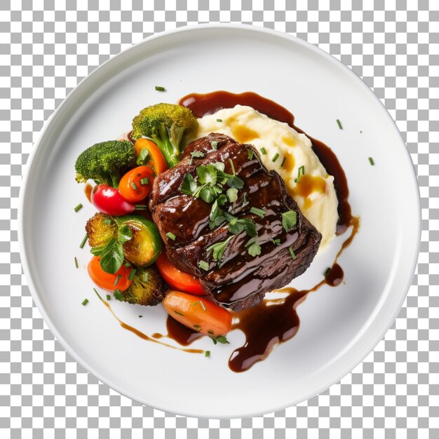 PSD steak sur assiette sur fond transparent