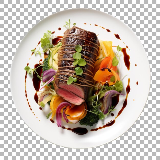 PSD steak sur assiette sur fond transparent