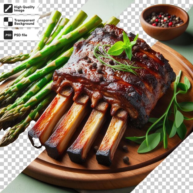 PSD steak de bœuf grillé psd avec des légumes sur fond transparent