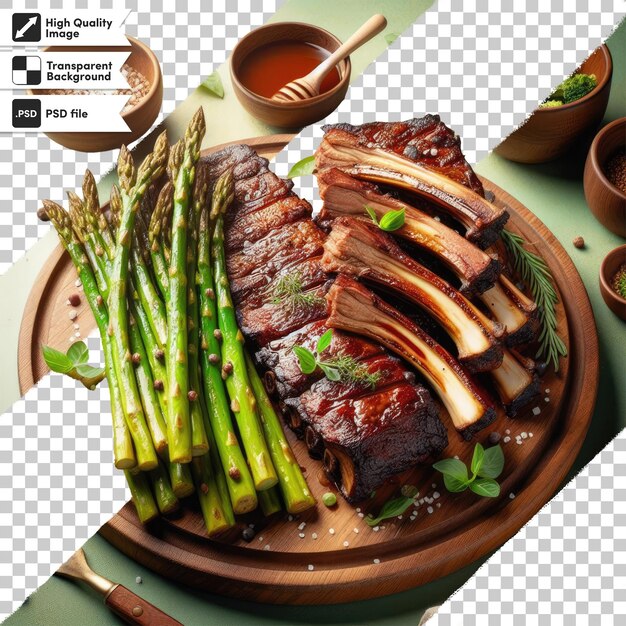 PSD steak de bœuf grillé psd avec des légumes sur fond transparent