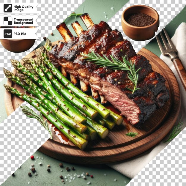 PSD steak de bœuf grillé psd avec des légumes sur fond transparent