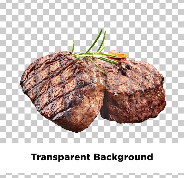 Steak de bœuf isolé avec fond transparent