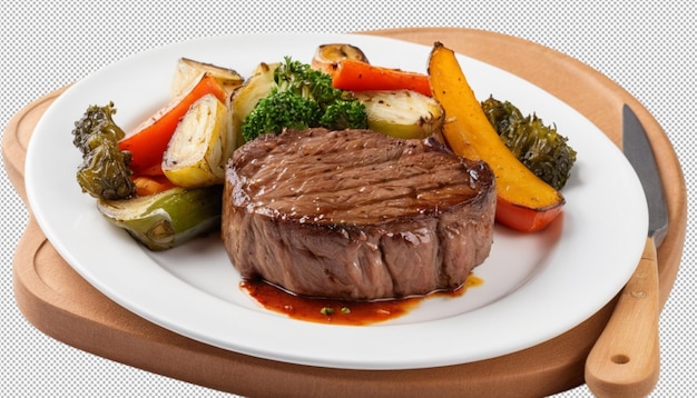 Steak de bœuf rôti avec des légumes repas sain