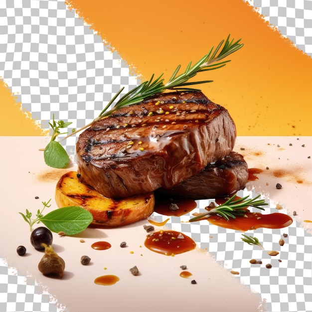 PSD steak de boeuf avec sauce bbq fond transparent