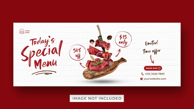 PSD steak food menü förderung social media facebook cover banner vorlage