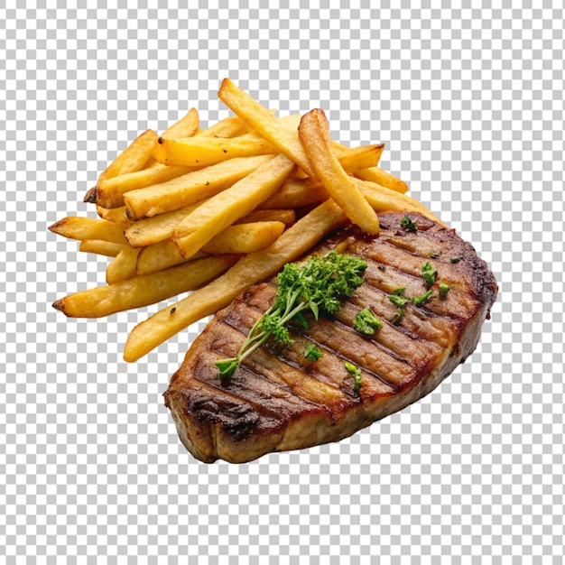 PSD steak frites fond transparent