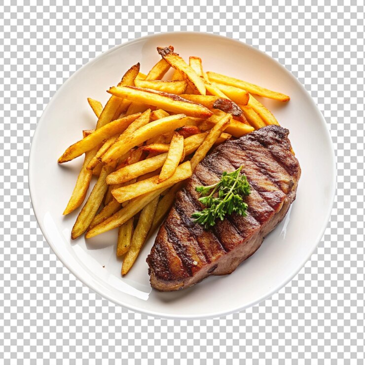 PSD steak frites fundo transparente