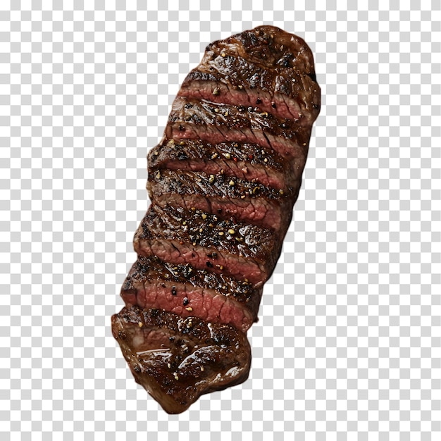 un steak grillé avec des épices et des épices sur un fond transparent