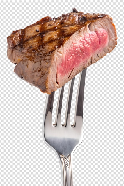 Steak grillé juteux sur fourchette isolé parfait pour les publicités alimentaires recettes ou menus concept de repas riche en protéines