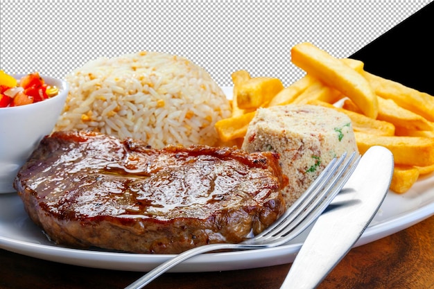 Steak Grillé Avec Pommes De Terre Riz Farofa