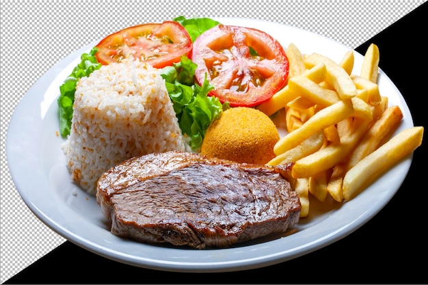 PSD steak picanha rôti salade de riz farofa frites