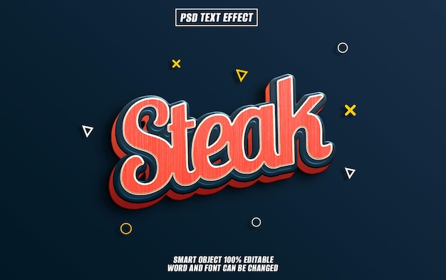 steak text effect font editable typography 3d text