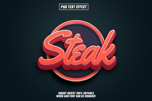 Steak-Text-Effekt Schriftart bearbeitbare Typographie 3D-Text
