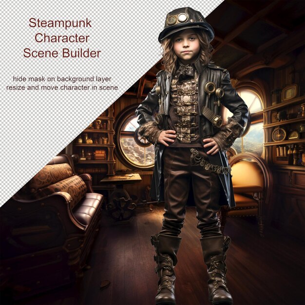 Steampunk boy-szenenbauer