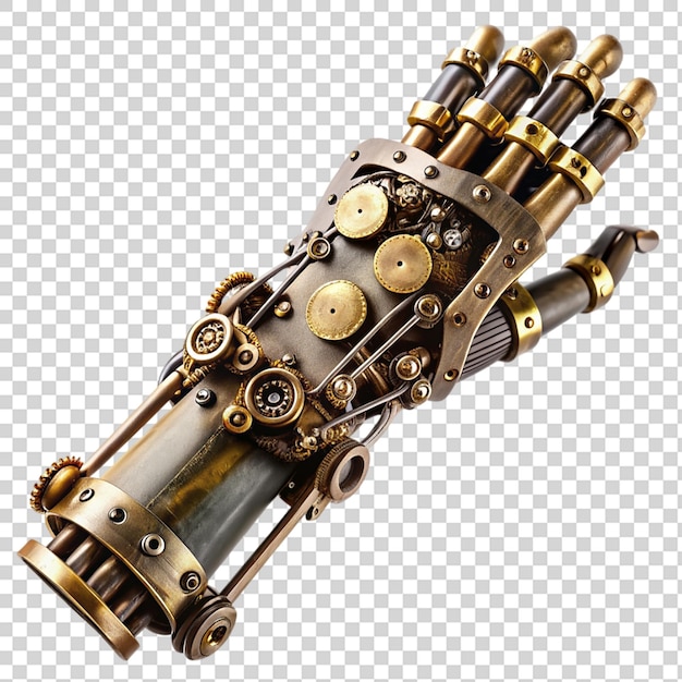 Steampunk Brazo mecánico aislado sobre un fondo transparente