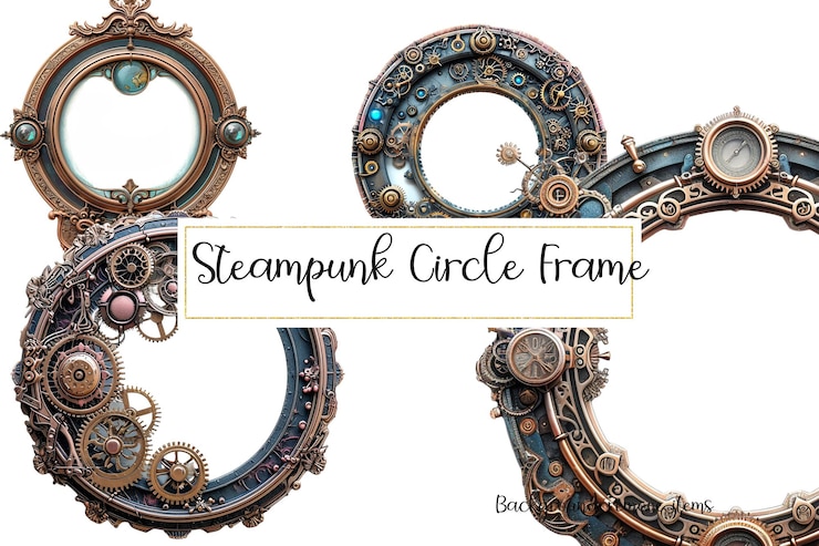 PSD steampunk circle cliparts (cliparts del círculo de steampunk)