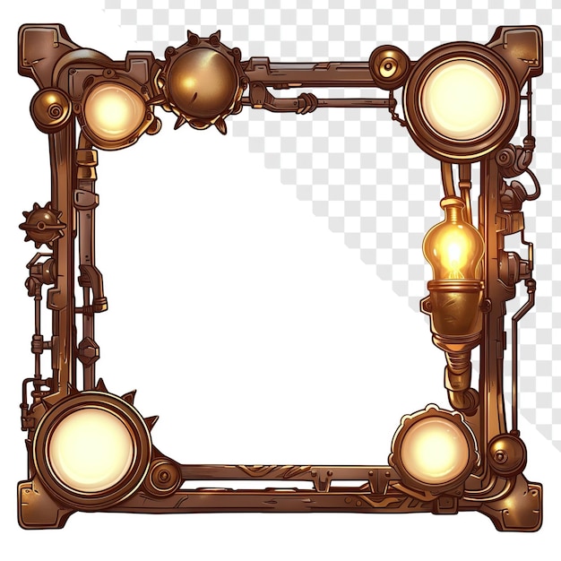 PSD steampunk frame para mobile game ui estilo de desenho animado