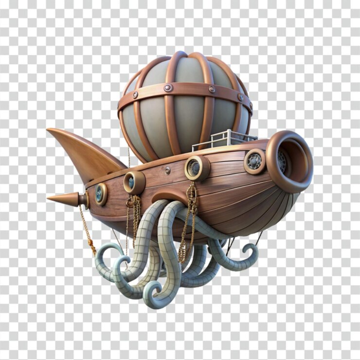 PSD steampunk octopus airship