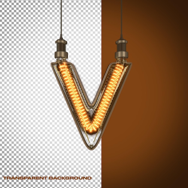 Steampunk-Stil mit beleuchtetem Buchstabe V