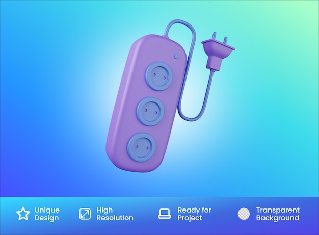 Steckdosenleiste Symbol 3D-Illustration isoliert