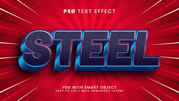 steel 3d editable text effect with iron and power text style