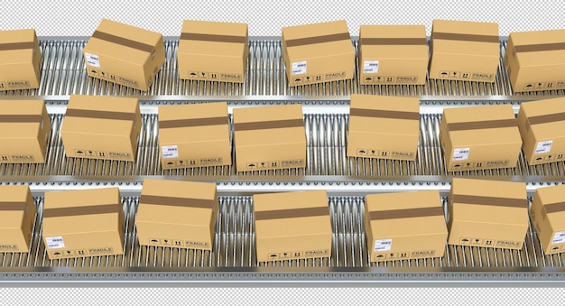 steel conveyor belt with parcels