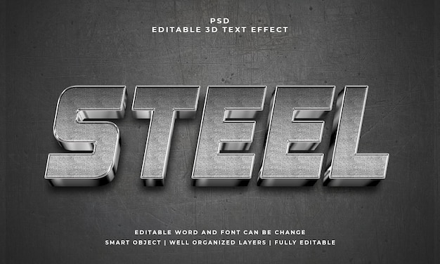 Steel Silver 3d bearbeitbarer psd-Texteffektstil mit Hintergrund