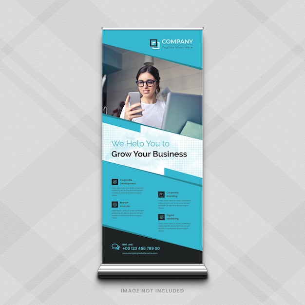 Stehende xbanner-vorlage und moderne corporate-rollup-banner-vorlage