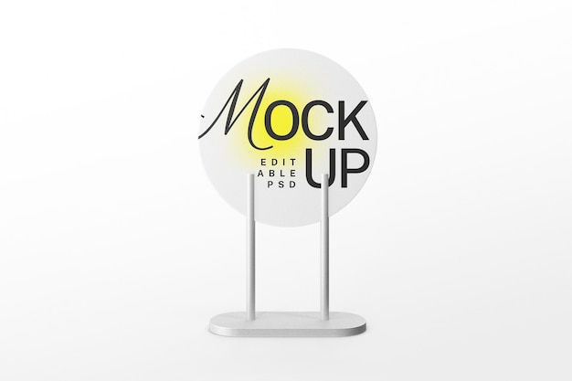 Stehendes Kreisschild-Mockup-Vorlage-PSD-Design