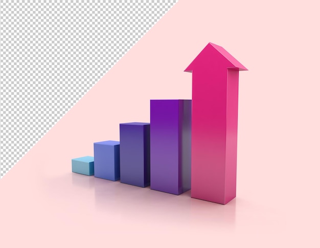 Steigendes diagrammmodell in lila tönen