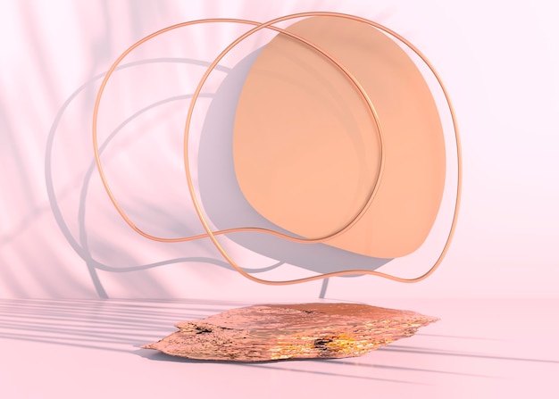 Steinpodest auf pastellfarbenem Hintergrund, für Produktpräsentation, leer für Mockup-Design. 3D-Rendering.