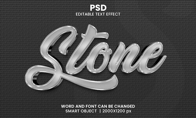 Steinsilberfarbe 3d editierbarer Texteffekt Premium Psd mit Hintergrund