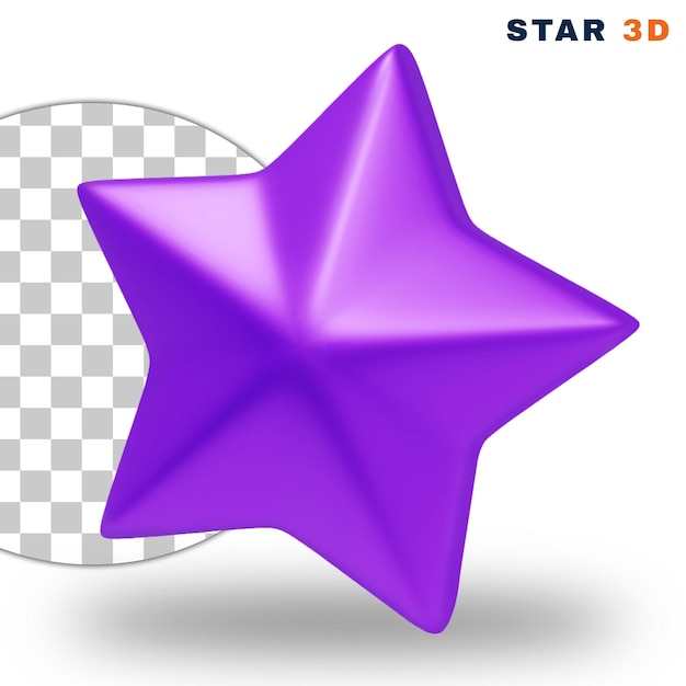 Stella viola realistica 3d su sfondo trasparente