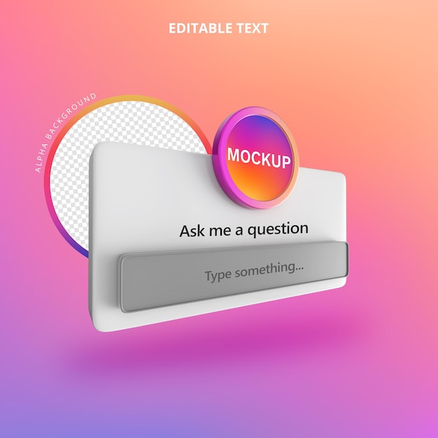 Stellen sie eine frage instagram 3d isolate rechts