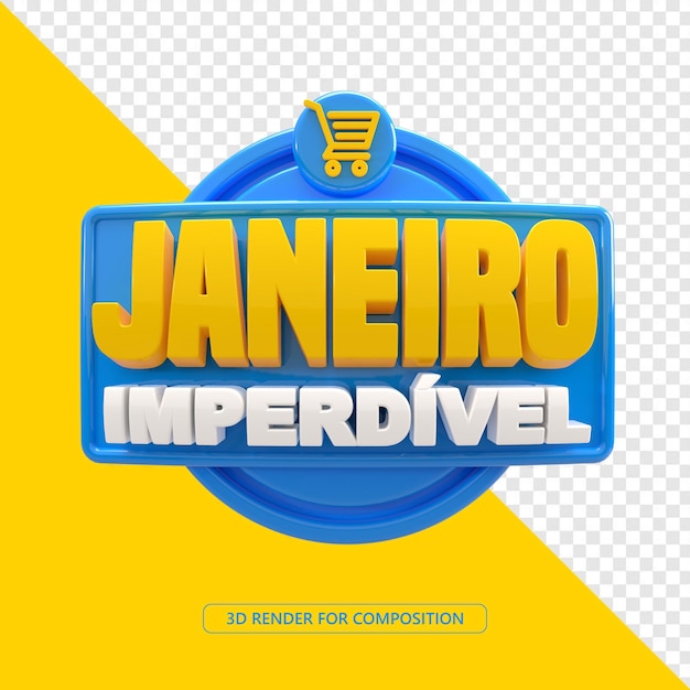 Stempel Januar Unumgänglich 3D Blau und Gelb für die Komposition