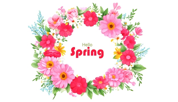 Stendardo di fiori di primavera in cornice circolare