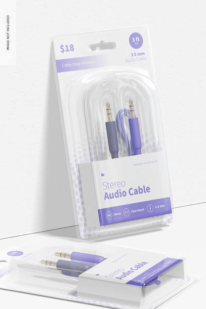 Stereo Audio Cable Mockup, geneigt