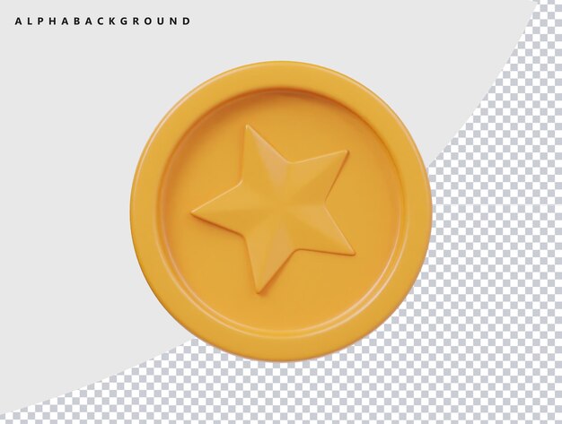 Stern-Münze-Symbol 3D-Rendering-Illustration
